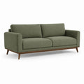 Divano 2 posti verde oliva in poliestere rettangolare con piedi in legno massello 180 x 85 x 84 cm