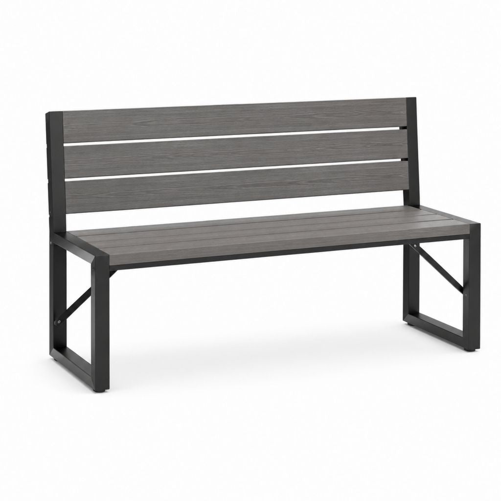 Panca da giardino grigio antracite in WPC e acciaio 120 x 60 x 85 cm