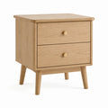 Comodino 2 cassetti rovere naturale in legno massello rettangolare 45 x 40 x 60 cm