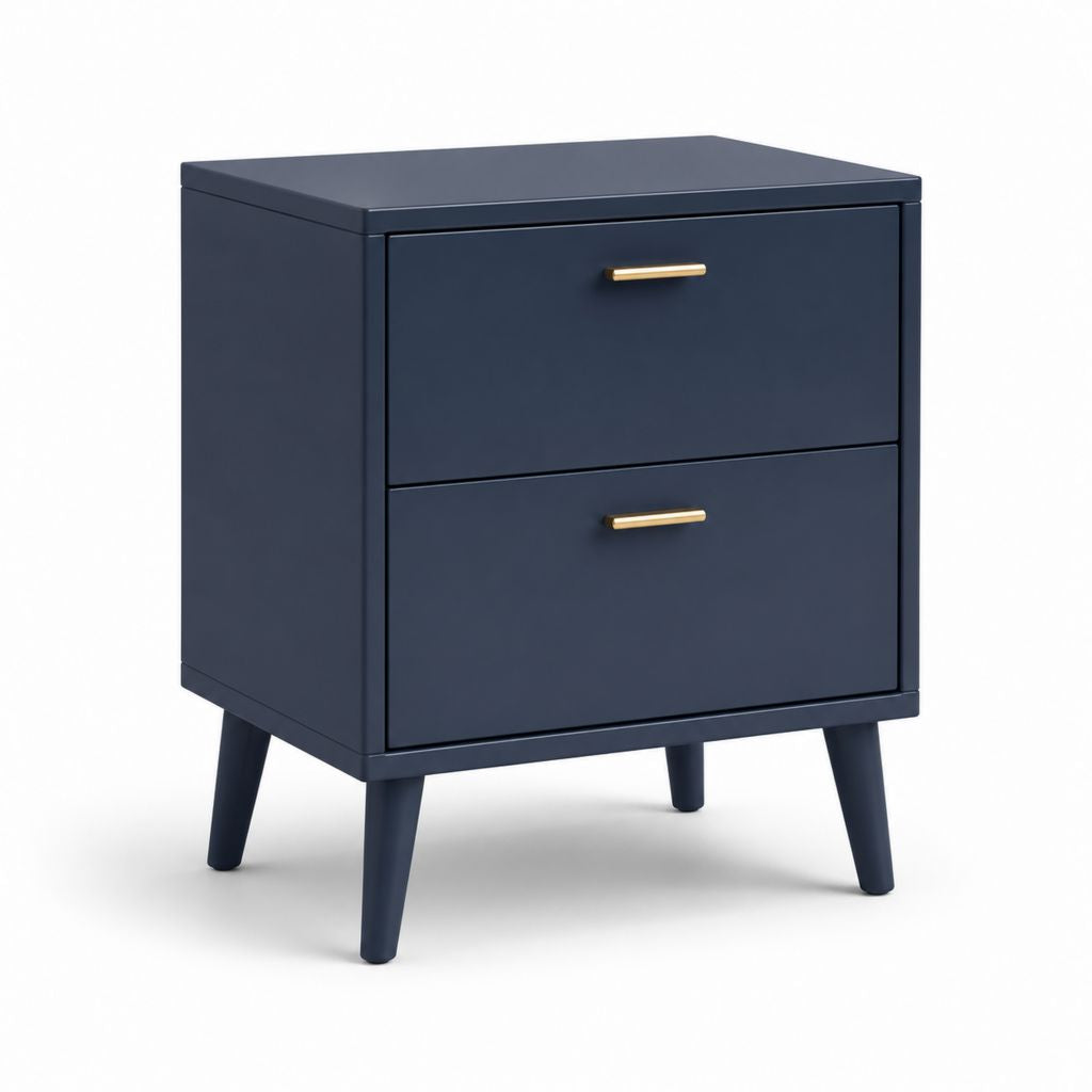 Comodino 2 cassetti blu navy in MDF rettangolare 50 x 40 x 60 cm