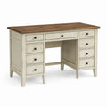 Scrivania tradizionale bianca e marrone in legno massello con 9 cassetti 140 x 60 x 78 cm