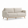 Divano 2 posti beige in poliestere con gambe in legno massello forma rettangolare 160 x 85 x 82 cm