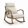Poltrona a dondolo beige con struttura in legno massello di noce 68 x 94 x 98 cm