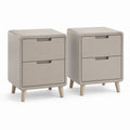 Set di 2 comodini con 2 cassetti tortora in MDF e gambe in legno massello 40 x 35 x 55 cm