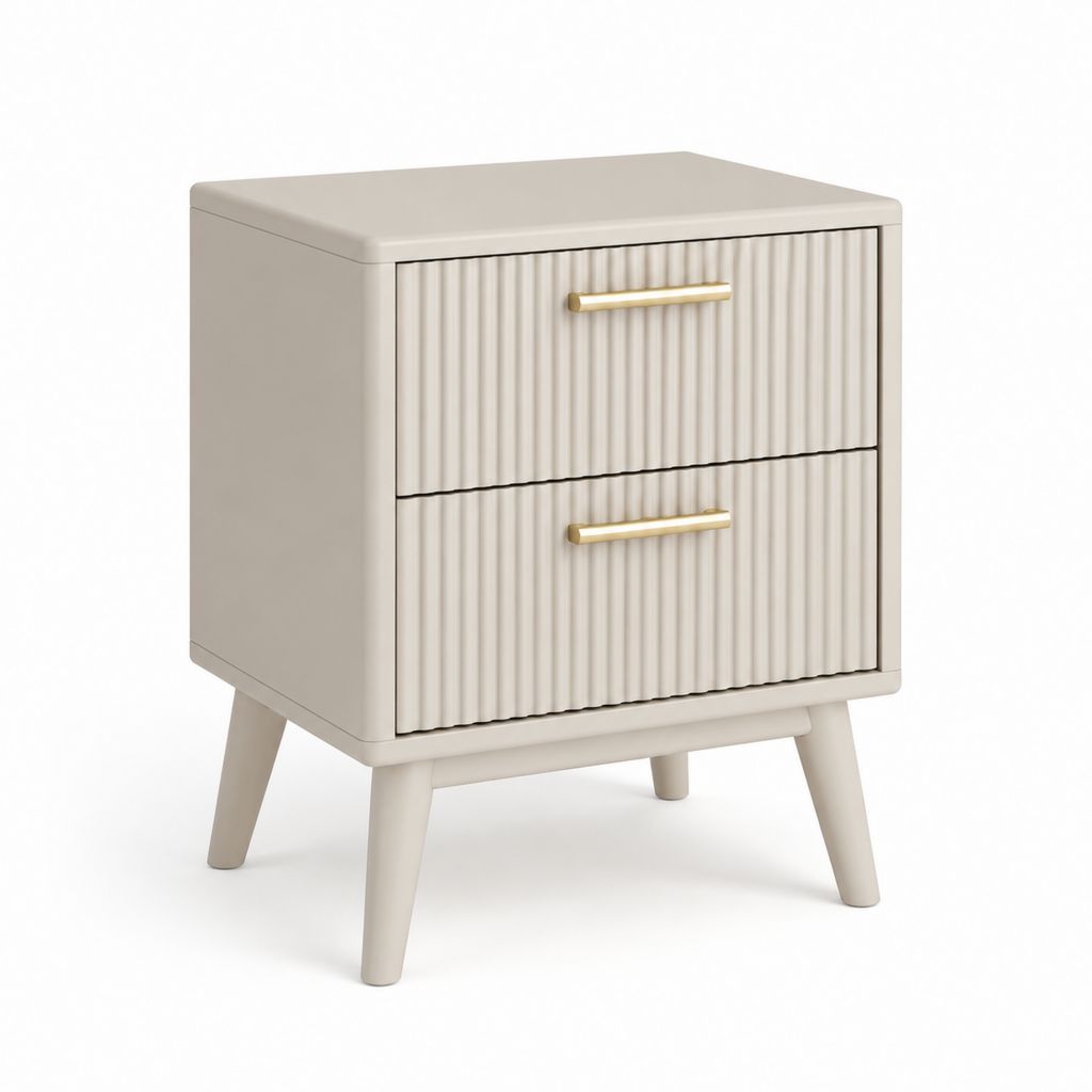 Comodino 2 Cassetti Rettangolare Beige in MDF 45 x 40 x 60 cm