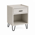 Comodino con cassetto e vano aperto tortora in MDF 40 x 35 x 60 cm