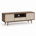 Mobile TV rettangolare noce e crema in MDF 160 x 40 x 55 cm con 2 ante e cassetto