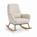 Sedia a dondolo imbottita beige in poliestere con struttura in acciaio e pattini in faggio 70 x 92 x 100 cm