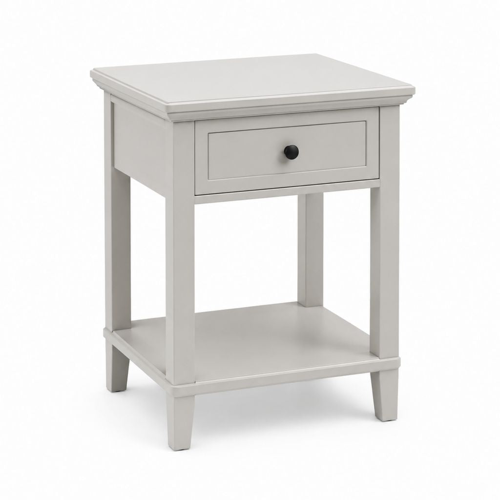 Comodino bianco in MDF rettangolare con cassetto e ripiano 45 x 35 x 65 cm
