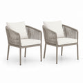 Set di 2 sedie da giardino con braccioli tortora e bianco in alluminio e corda di poliestere 58 x 62 x 82 cm
