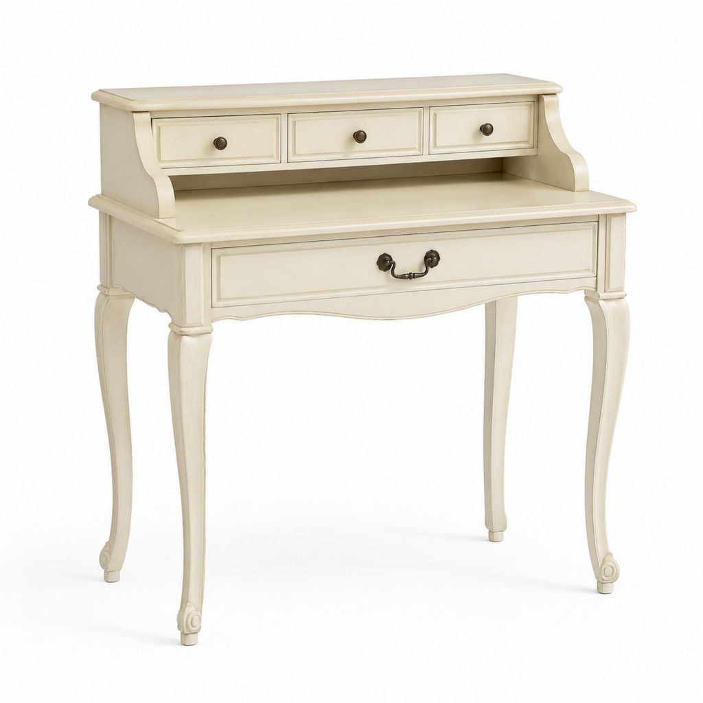 Scrivania tradizionale con alzata avorio in legno massello e MDF rettangolare 91.4 x 45.7 x 104.8 cm