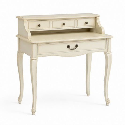 Scrivania tradizionale con alzata avorio in legno massello e MDF rettangolare 91.4 x 45.7 x 104.8 cm