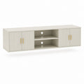 Mobile porta TV bianco in MDF con ante scanalate 160 x 40 x 45 cm