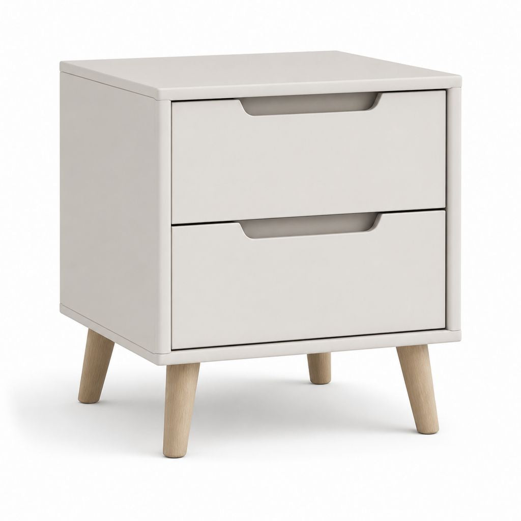 Comodino 2 cassetti bianco in MDF rettangolare 40 x 40 x 55 cm