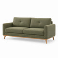 Divano 2 posti rettangolare verde oliva in poliestere con gambe in faggio 160 x 85 x 85 cm